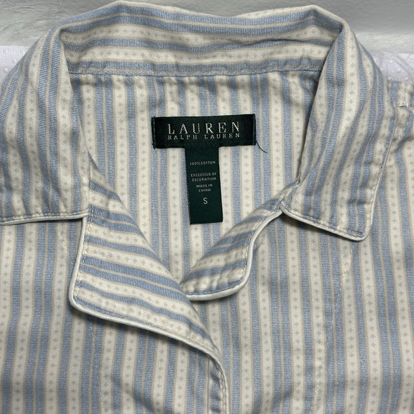 Lauren Striped Pajama Top Button Down Long Sleeve Sleep Shirt - Picture 6 of 8